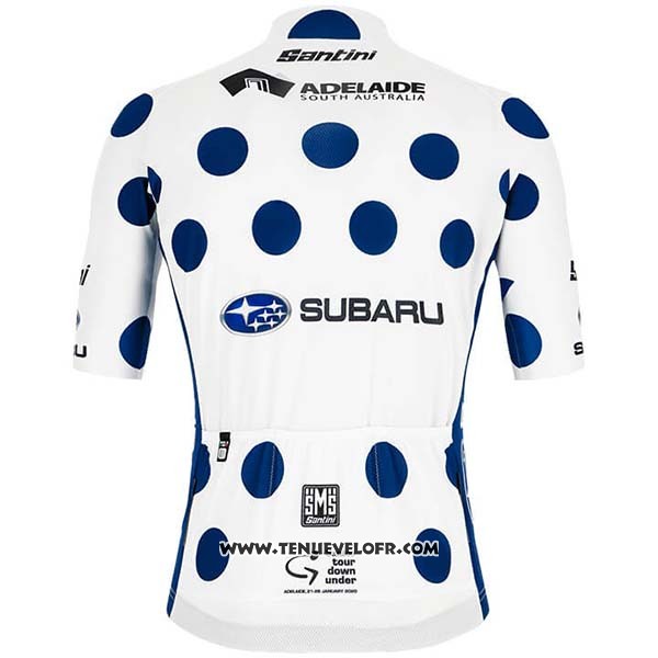 2020 Maillot Ciclismo Subaru Lider Blanc Bleu Manches Courtes et Cuissard